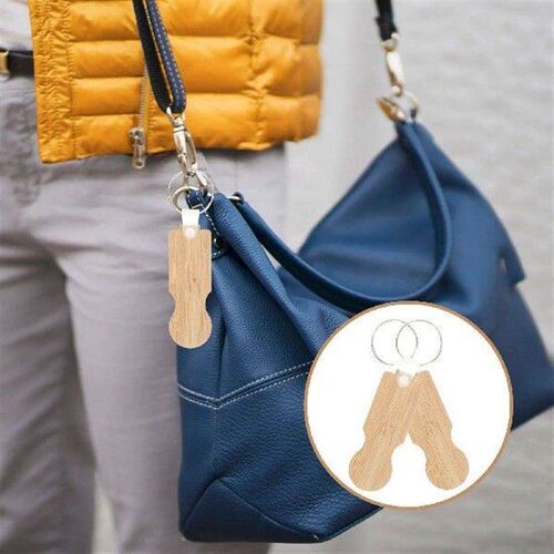 10Pcs Bamboo Keychain Shopping Metal Keyrings Cart Token