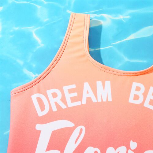 Letter Print Girl One Piece Swimsuit Kids Ombre Childrens S