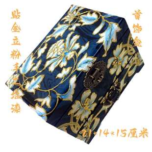 推光漆器首饰盒木质贴金彩绘手工堆漆立粉工艺传统结婚陪嫁收纳盒