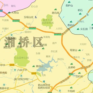 潮州市地图1.15m高清打印带背胶折叠两用墙贴办公室书房装饰画