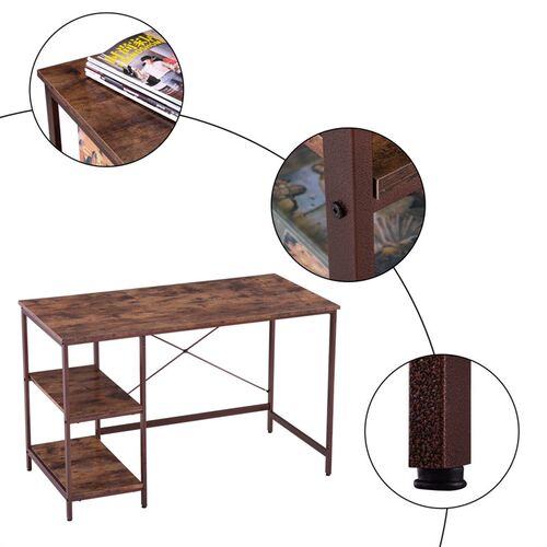 Desk Side Table Industrial Style Three Layers Table Black Wa