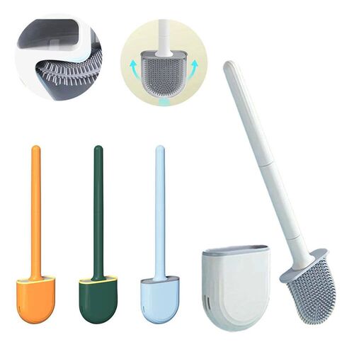 TPR Silicone Toilet Brush Flat Head Flexible Wall Mounted Bl