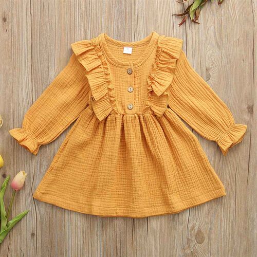 0-5Y Toddler Kids Baby Girl Autumn Dress Ruffles Long Sleeve