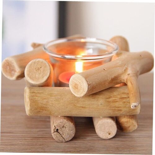 Wooden candle holder glass decoration romantic simple garden