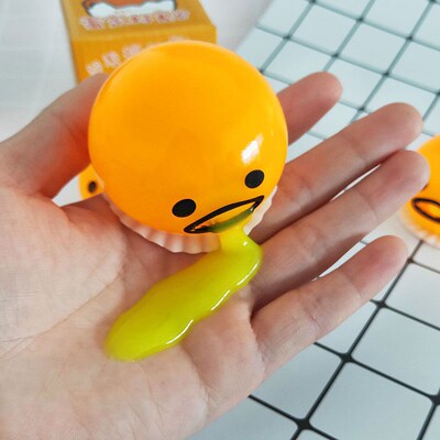 1 Pcs Squishy Puking Egg Yolk Sress Ball with Yellow Goop Re