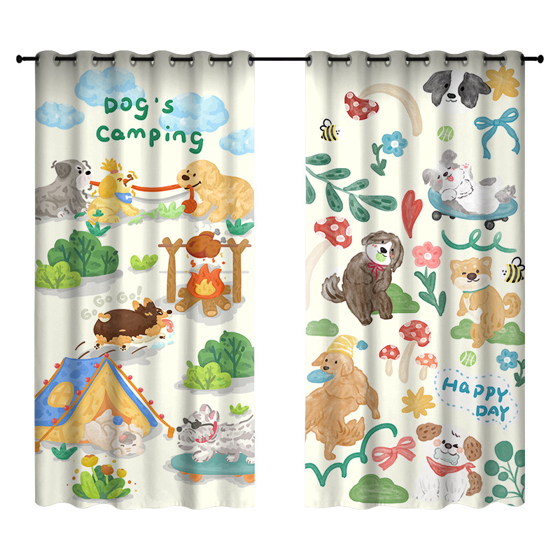 2023新款遮阳布卡通狗狗儿童房窗帘卧室客厅全遮光男女孩房间飘窗,居家布艺,定制窗帘,淘宝优惠券,粉丝福利购,淘宝优惠卷