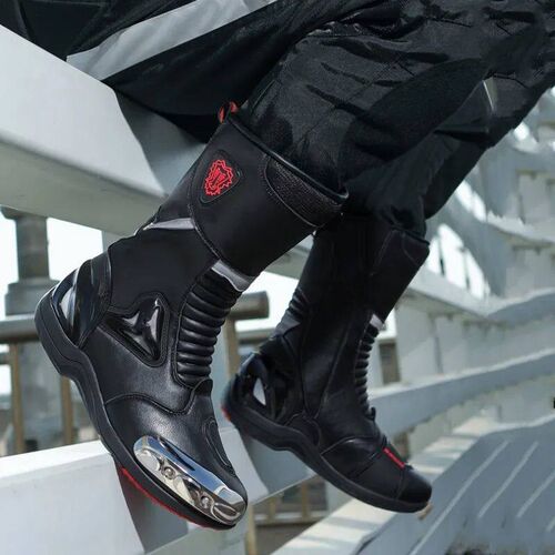JG Wolf Mens Motorcyclist Boots Leather Breathable Motocros