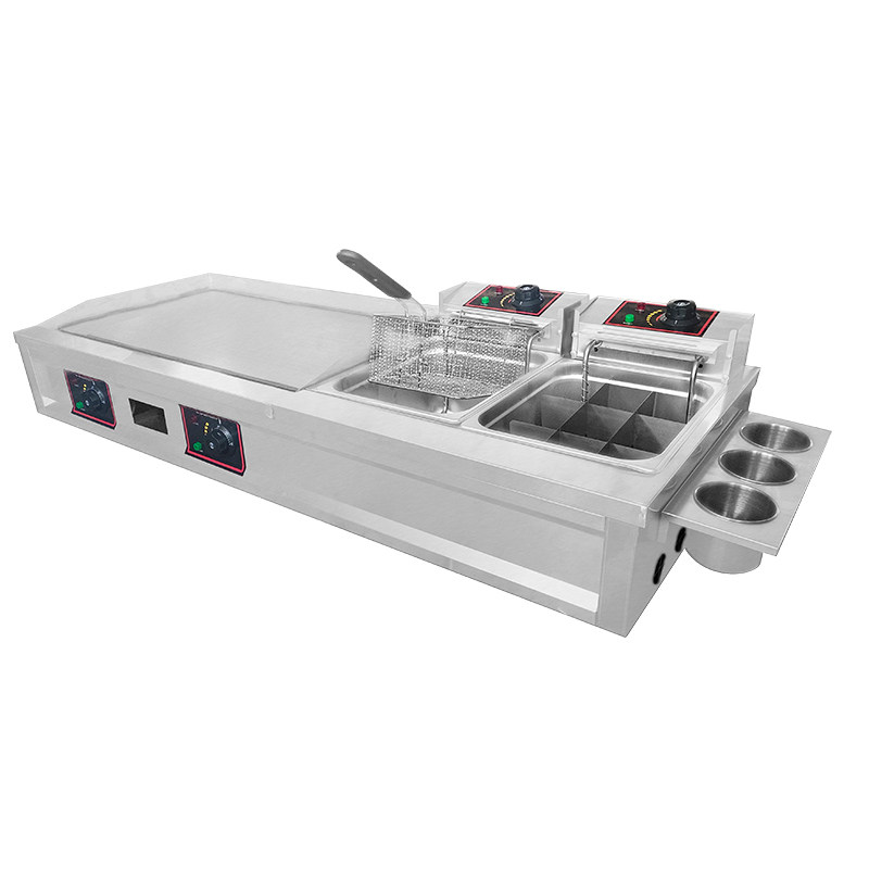 鼎欣手抓饼机器商用电热扒炉炸炉一体机铁板烧油炸锅煮面关东煮