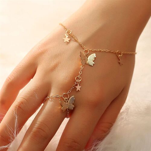 Cool Cute Link Chain Butterfly Ring For Women Personality Op