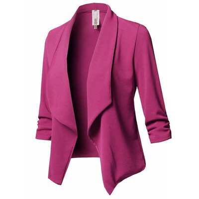 Code Blazer Small All-match Color Solid Pleated Sleeve Long