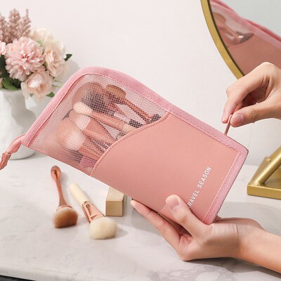 1 Pc Stand Cosmetic Bag for Women Clear Zipper Makeup Bag Tr