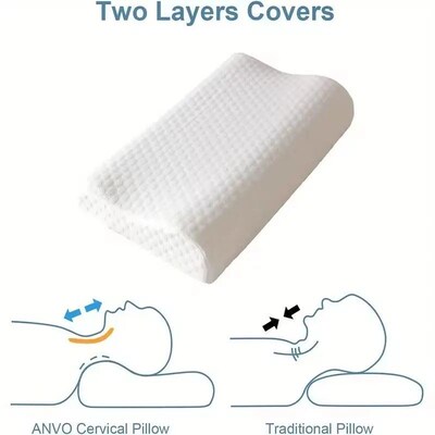 1pc Memory Foam Pillow, Knitted Fabric Polyurethane Slow Reb