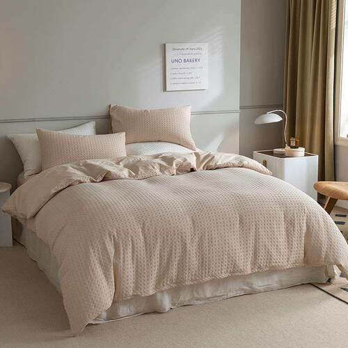 Waffle bed four-piece cotton cotton 100s wash cotton quilt c