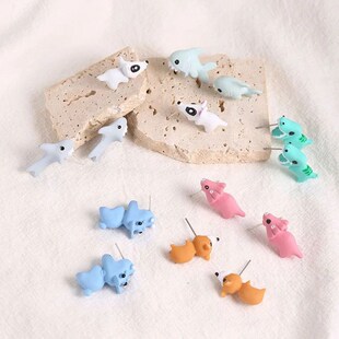 2pcs/1pair Animal Cartoon Stud Earring For Women Cute Dinosa