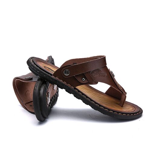 Flip Flops On The Beach, Large Size Mens Leather Pulley