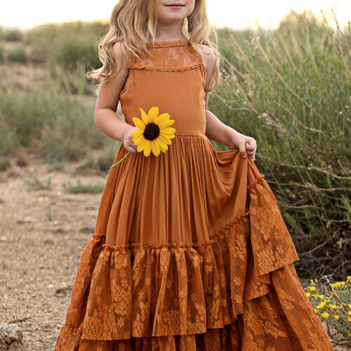 Summer Girls Lace Dresses Kids Flower Girl Wedding Princess