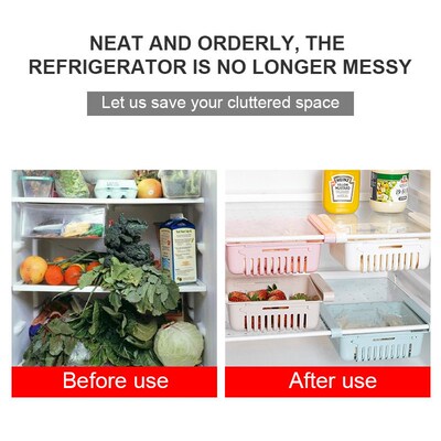 1-2Pcs Kitchen Organizer Fridge Storage Drawer Box Extendabl