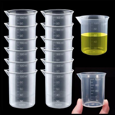 100 ML 10Pcs Plastic Graduated Measuring Cup Liquid Containe