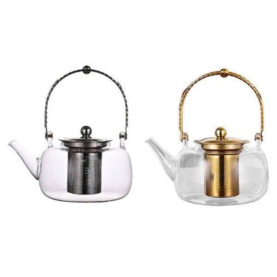 Glass Teapot Stovetop Clear Kung Fu Tea with Strainer for