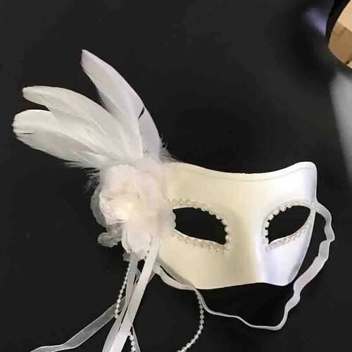 Halloween Masquerade Mask Princess Feather Lace Flowers Fun