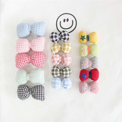 fabric cotton plaid bow accessories star bow hair accessorie