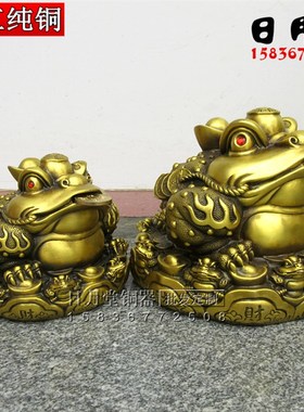 黄铜纯黄铜大号七星金蟾驮元宝八方招财三足母子蟾王店铺礼品摆件