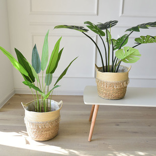 草编花盆特大花盆装饰盆编织花篮藤编竹篮花盆编制编织花盆