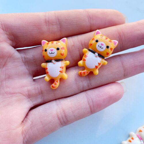 14Pcs New Cute Resin Mini Cartoon Animal Cat Flat Back Caboc
