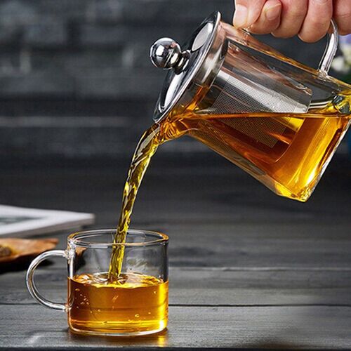 Heat Resistant Glass Teapot With Stainless Steel Infuser Hea