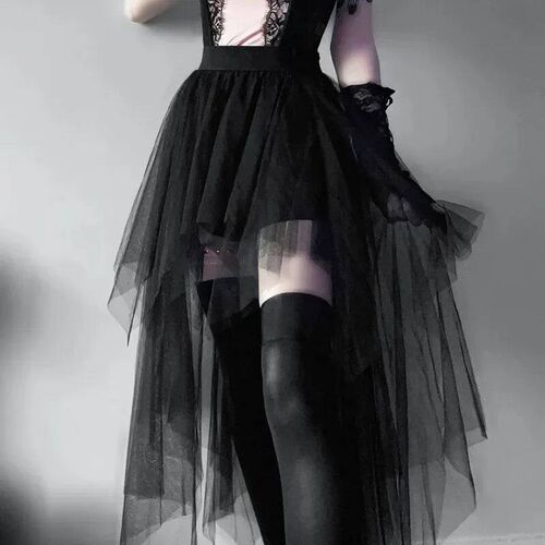 Net Yarn High-Waited Irregular Skirt for Women Summer New Eu