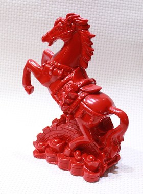 天然朱砂马到成功家居客厅摆件中式办公室工艺品商务礼品长城马红