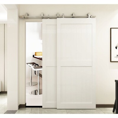 DIYHD 5ft/6ft/6.6ft/8ft Brushed Bypass Sliding Barn Wood Doo