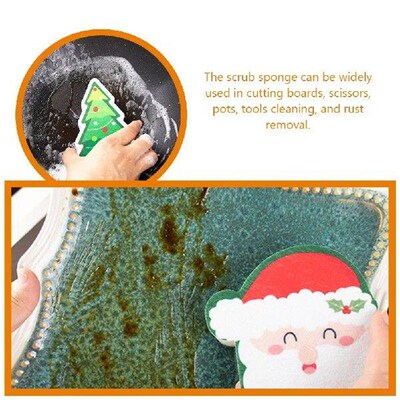 2 Pcs Wok Cartoon Printed Scouring Pad Sponge Dish Washing