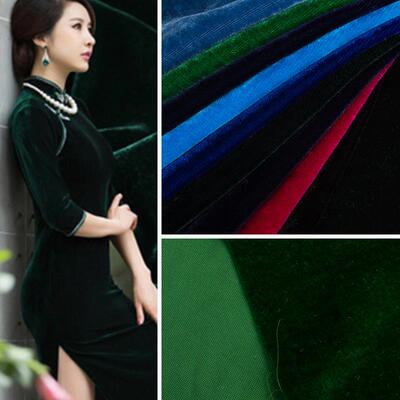 秋冬垂素丝色真绒面料厂KJX家现货18滑0g经典感丝休闲服礼服旗袍