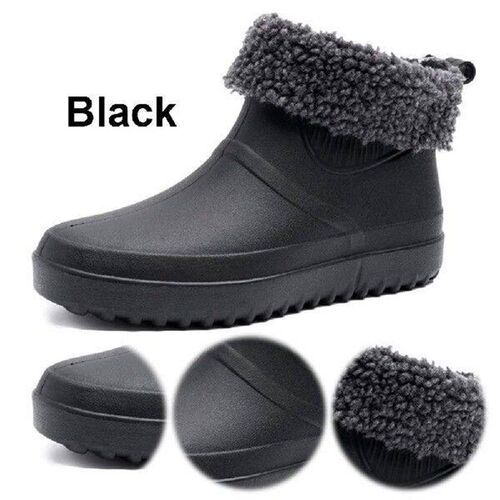 Mens Deck Boots Waterproof Fishing Rain Boots with Plush