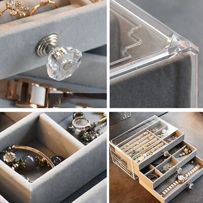 Acrylic Organizers Velvet Three-Layer Jewellery Storage Box