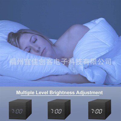 LED Smart Wooden Alarm Clock Electronic Digital Clock