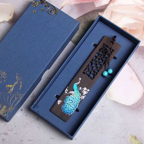 Chinese Style Wooden Bookmark Retro Carving Ebony Book Clip