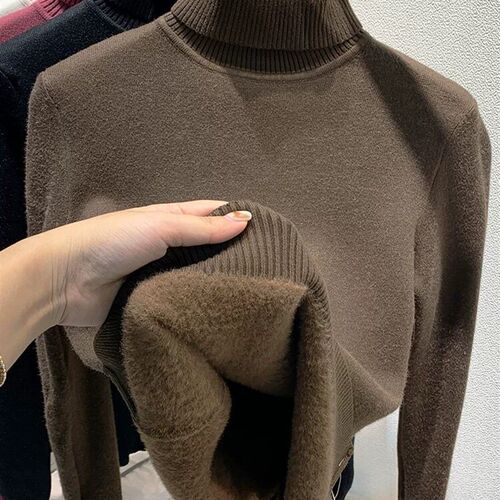 Turtleneck Winter Sweater Women Elegant Thicken Velvet