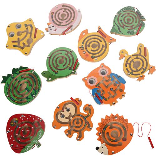 Wooden Magnetic Track Maze Toy Cute Animal Wooden Toy Brain