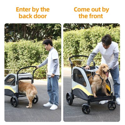 Large Dog Stroller 4 Wheel Pet Trolley Carrier Foldable for