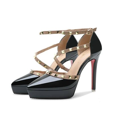 Women 12cm High Heels 2.5cm Platform Red Bottom Shoes