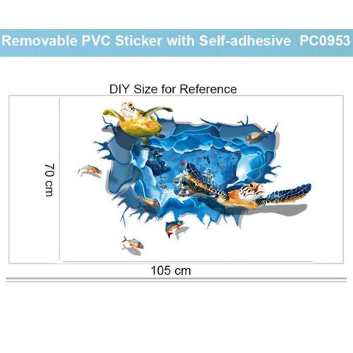 3D Sea World Turtle Wall Sticker Submarine Fish Decals Cora