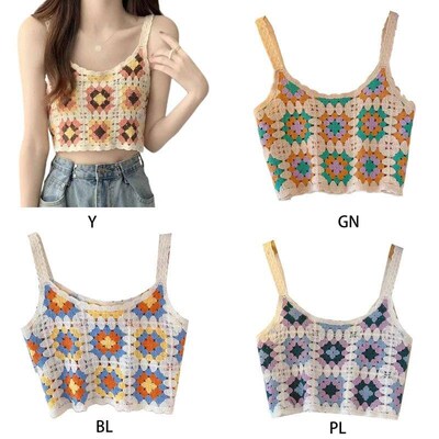 Womens Ethnic Style Crochet Geometric Floral Sleeveless Cami