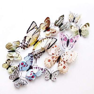 New Style 12Pcs Double Layer 3D Butterfly Wall ers Home Room