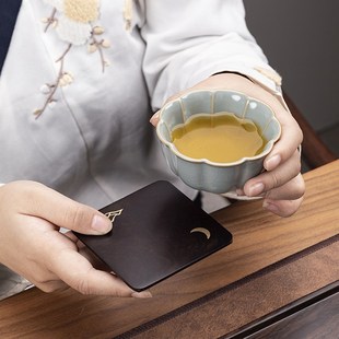 百贝 黑檀实木茶垫杯垫茶杯垫茶道功夫茶杯托茶托茶具配件