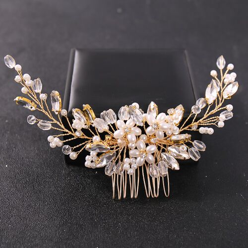 Crystal Rhinestone Flower Pearl Hair Comb Headband Tiara Hai