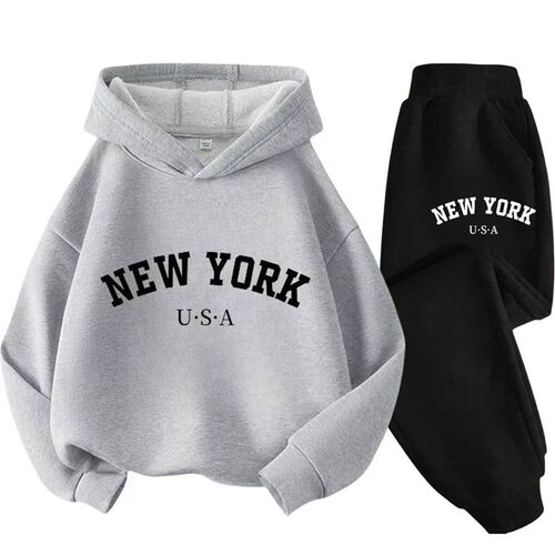 Autumn Warm New York Letter Cool Graphic Print Children Long