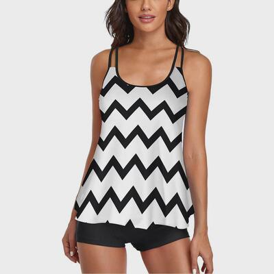 Large skirt split print swimsuit for women gathering conserv