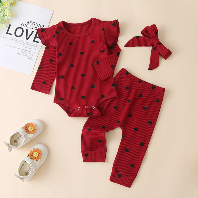3Pcs Baby Girl Outfit Set Newborn Toddler Girls Clothes Ruff